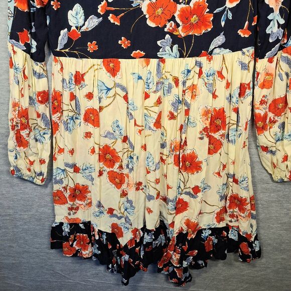 Patrons Of Peace Peasant Tunic Dress Small Boho Swing Ruffle Asymmetrical Hem - Picture 3 of 13